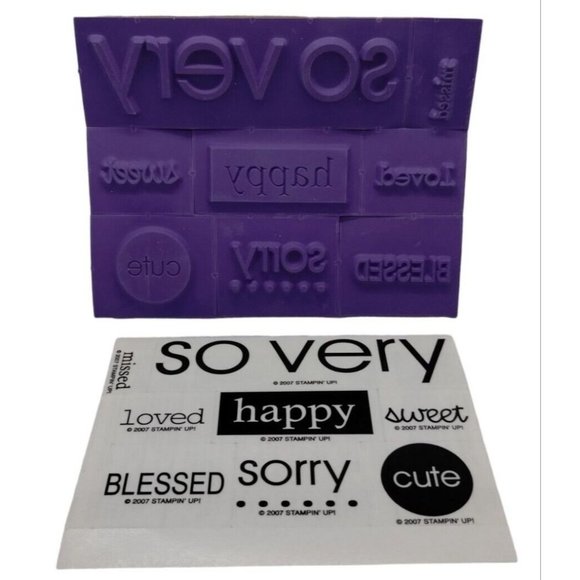 Stampin Up So Very 8 Piece Rubber Stamp Kit Unmounted 2007 Words and Phrases - Picture 2 of 5